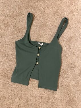 Cotton On Sage Green Button-Front Tank Top
